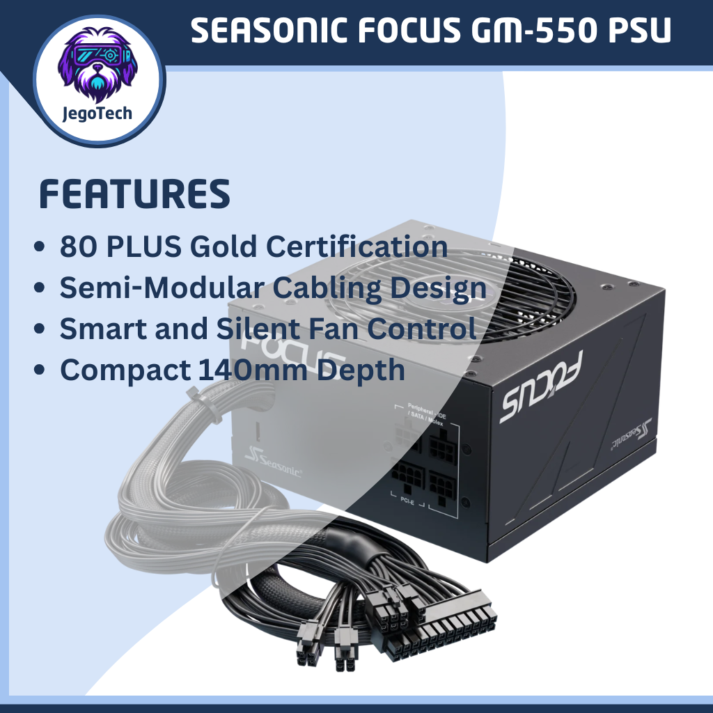 Quick Features of the Seasonic Focus GM-550 ATX PSU