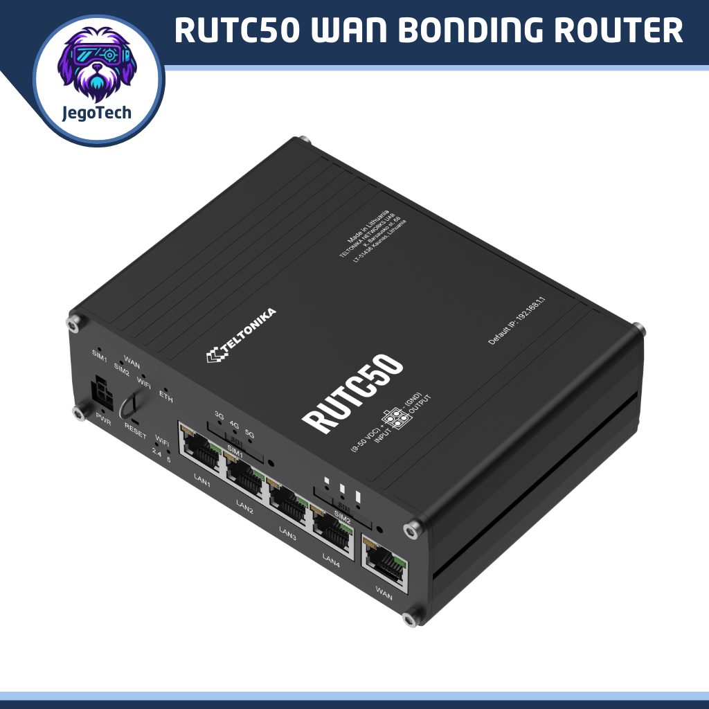 Highlighting the Ethernet Ports: WAN Bonding Router - Teltonika RUTC50 With Bondix By SIMA