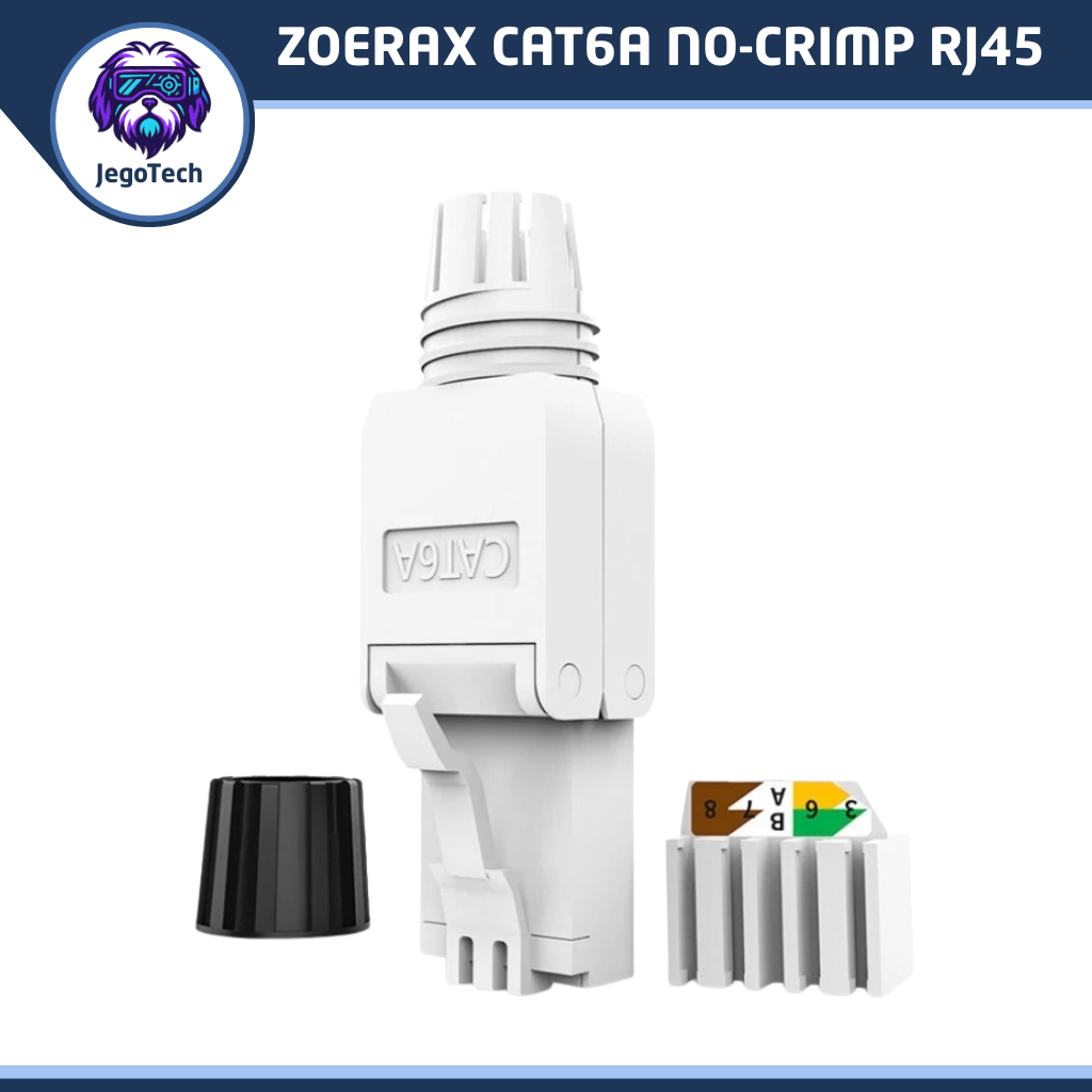 Zoerax No‑Crimp RJ45 CAT6 Connector In White and Black Color